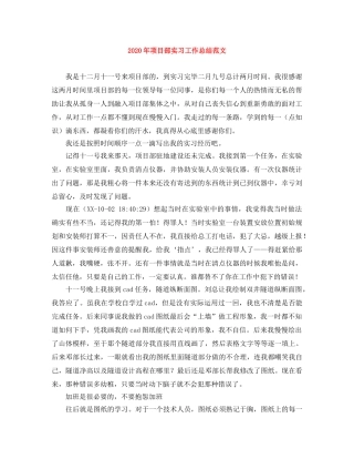 2020年项目部实习工作总结范文 