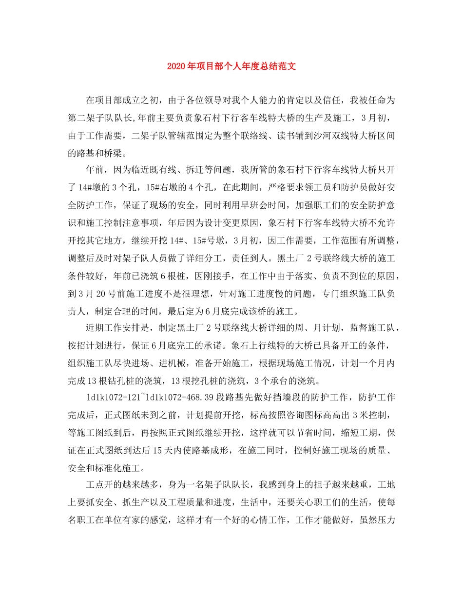 2020年项目部个人年度总结范文 _第1页
