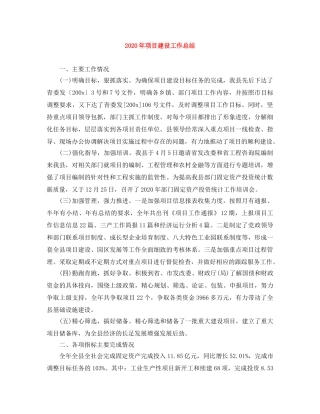 2020年项目建设工作总结 