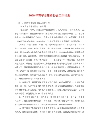 2020年青年志愿者协会工作计划 