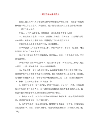 一周工作总结格式范文