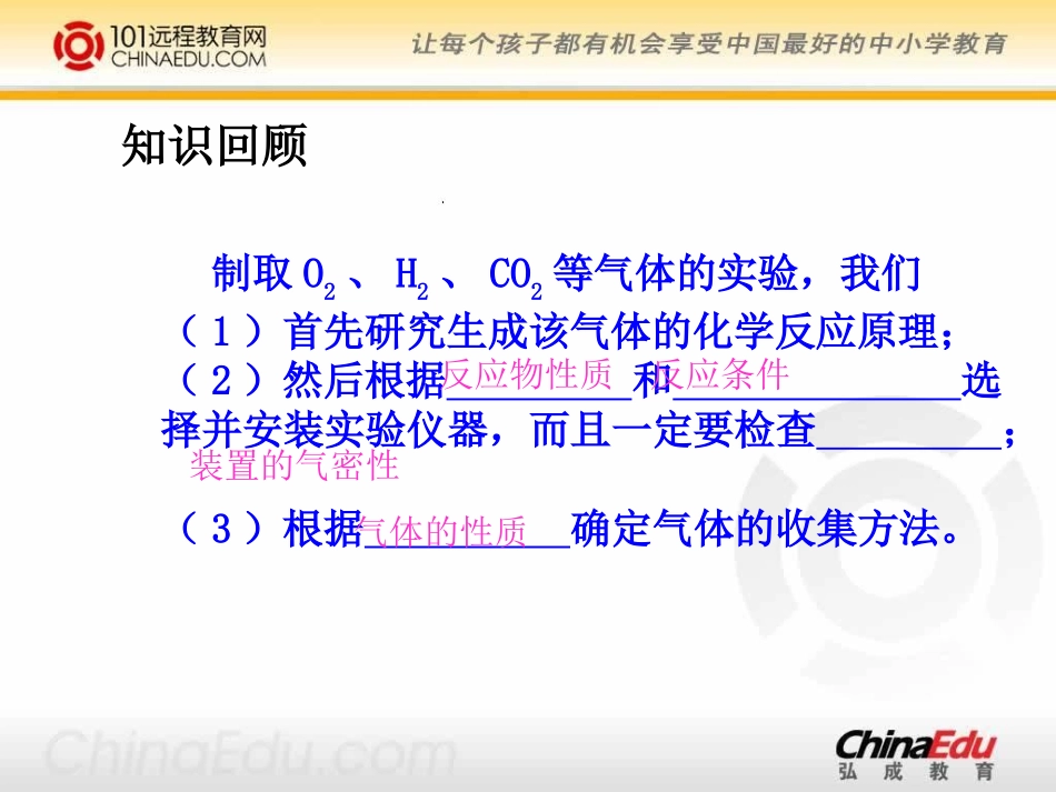 初中化学九年级气体的制备复习课件_第2页