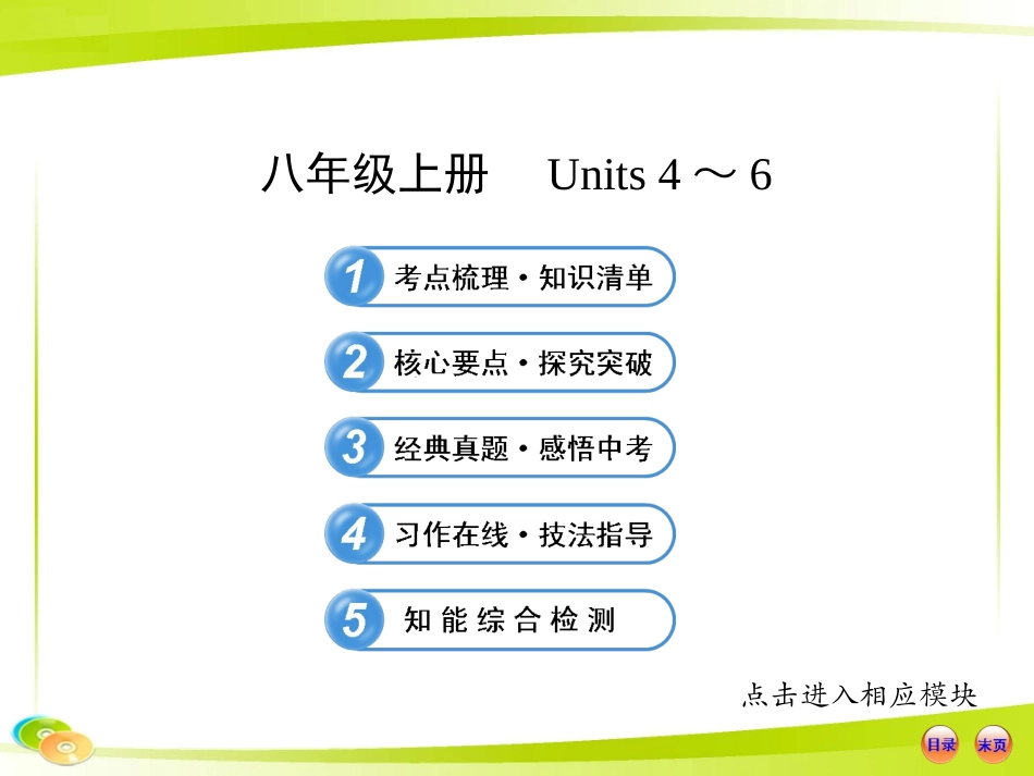 2013版初中英语全程复习方略课件（教材复习案）八年级上册Units4-6（人教版）_第1页