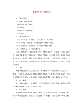 怎样学习初中代数和几何