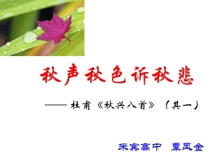 金公开课——秋兴八首（其一）