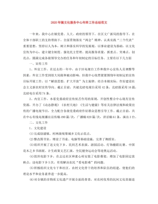 2020年镇文化服务中心年终工作总结范文 