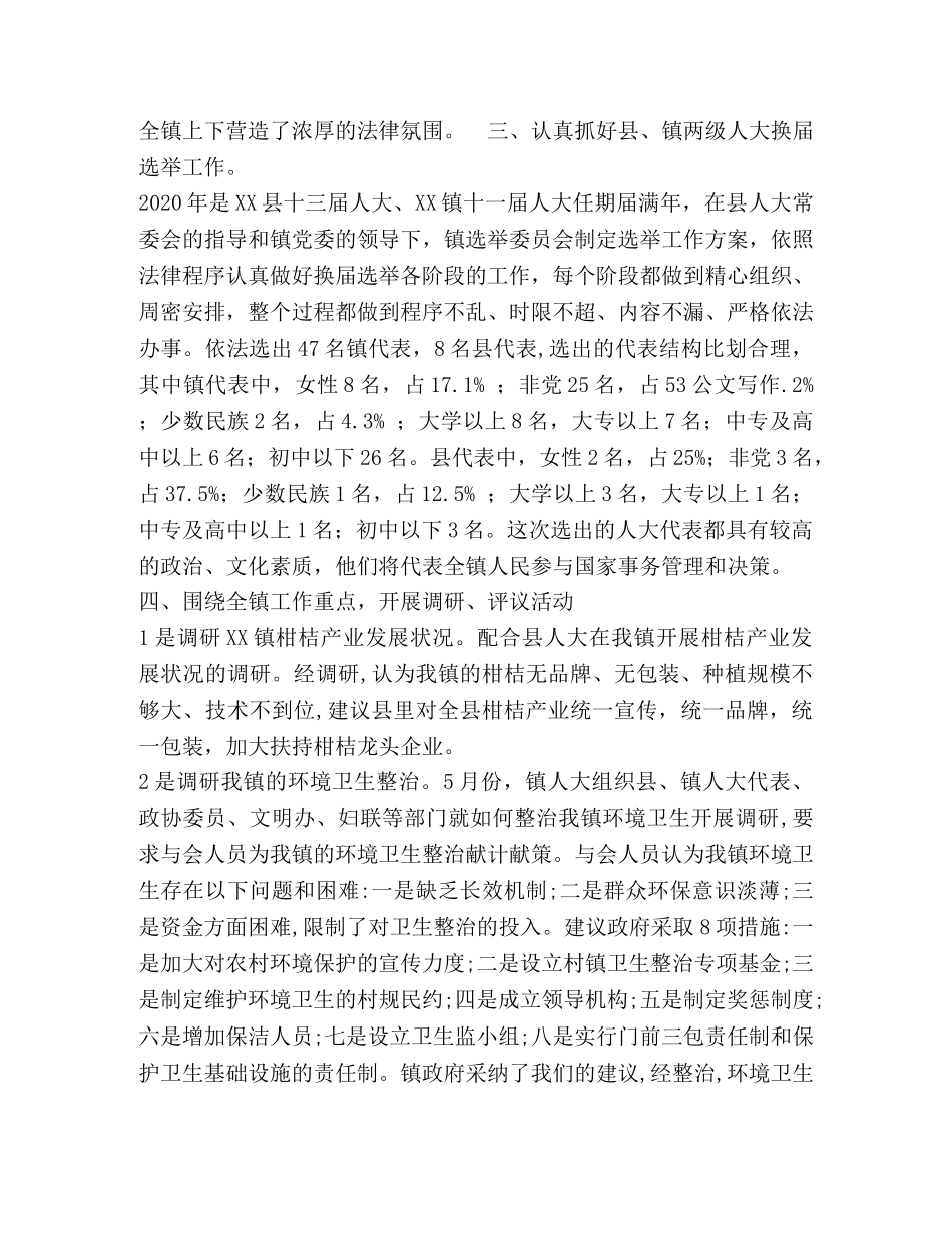 2020年镇人大主席团工作总结 _第2页