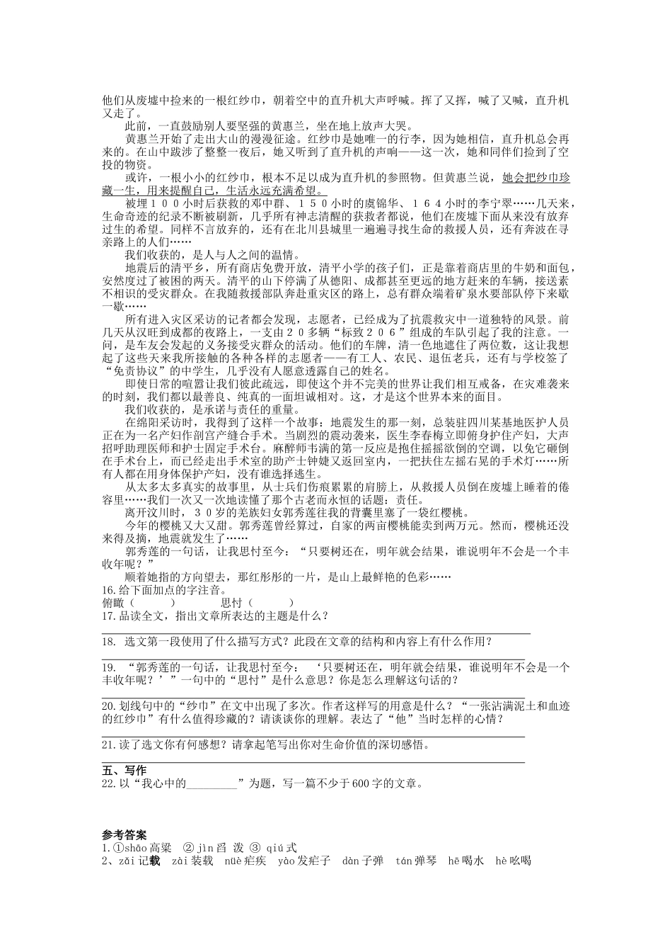 《芦花荡》第二课时同步练习_第3页