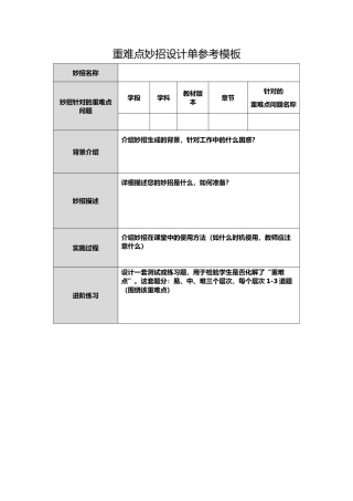 重难点妙招设计单模板 (3)