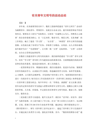 有关青年文明号的活动总结