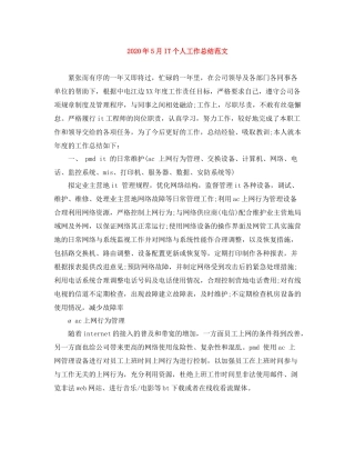 2020年5月IT个人工作总结范文