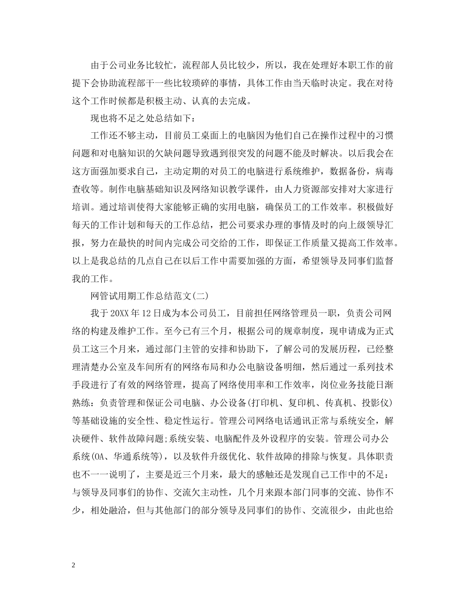 网管试用期工作总结范文_第2页