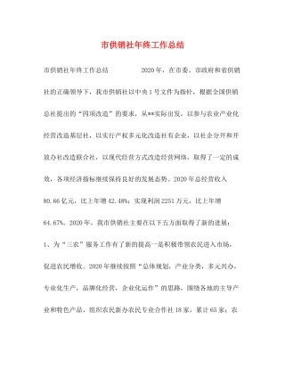 市供销社年终工作总结