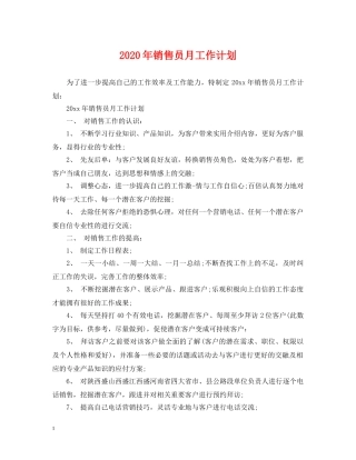 2020年销售员月工作计划 