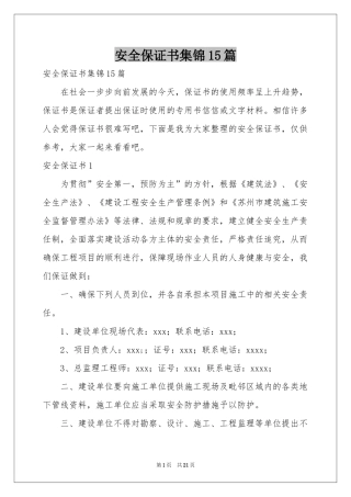 安全保证书集锦15篇