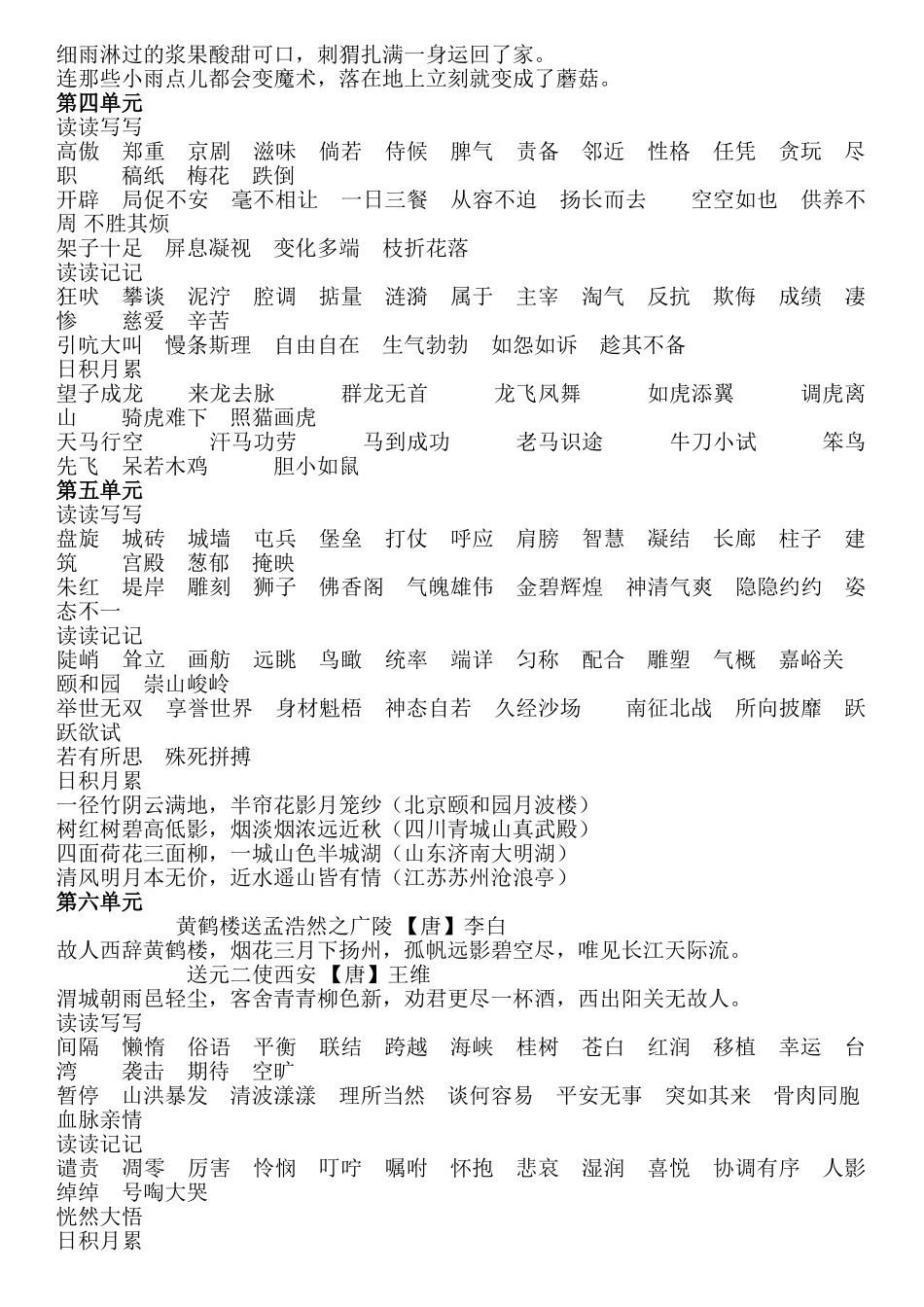 人教版四年级语文上下册词语盘点和日积月累_第2页