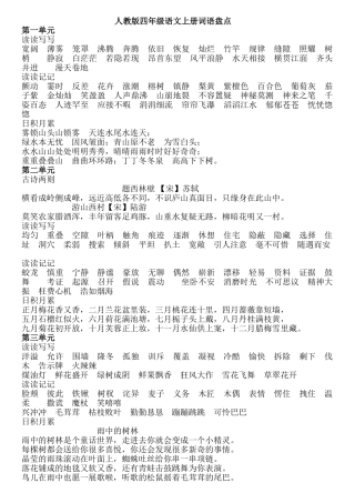 人教版四年级语文上下册词语盘点和日积月累