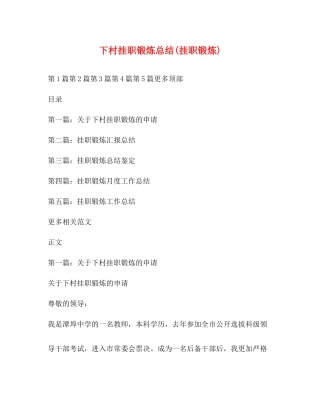 下村挂职锻炼总结挂职锻炼)