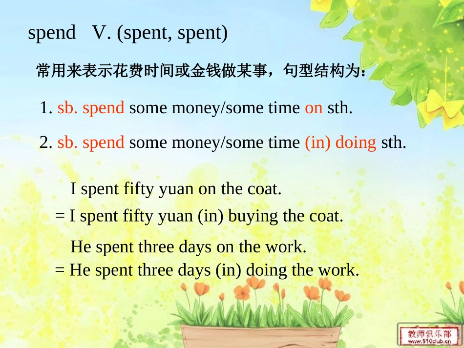 英语中“四个”花费的用法课件_第2页