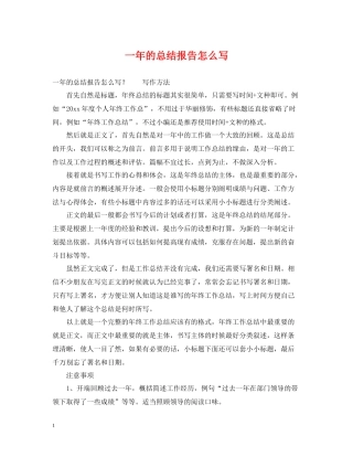 一年的总结报告怎么写
