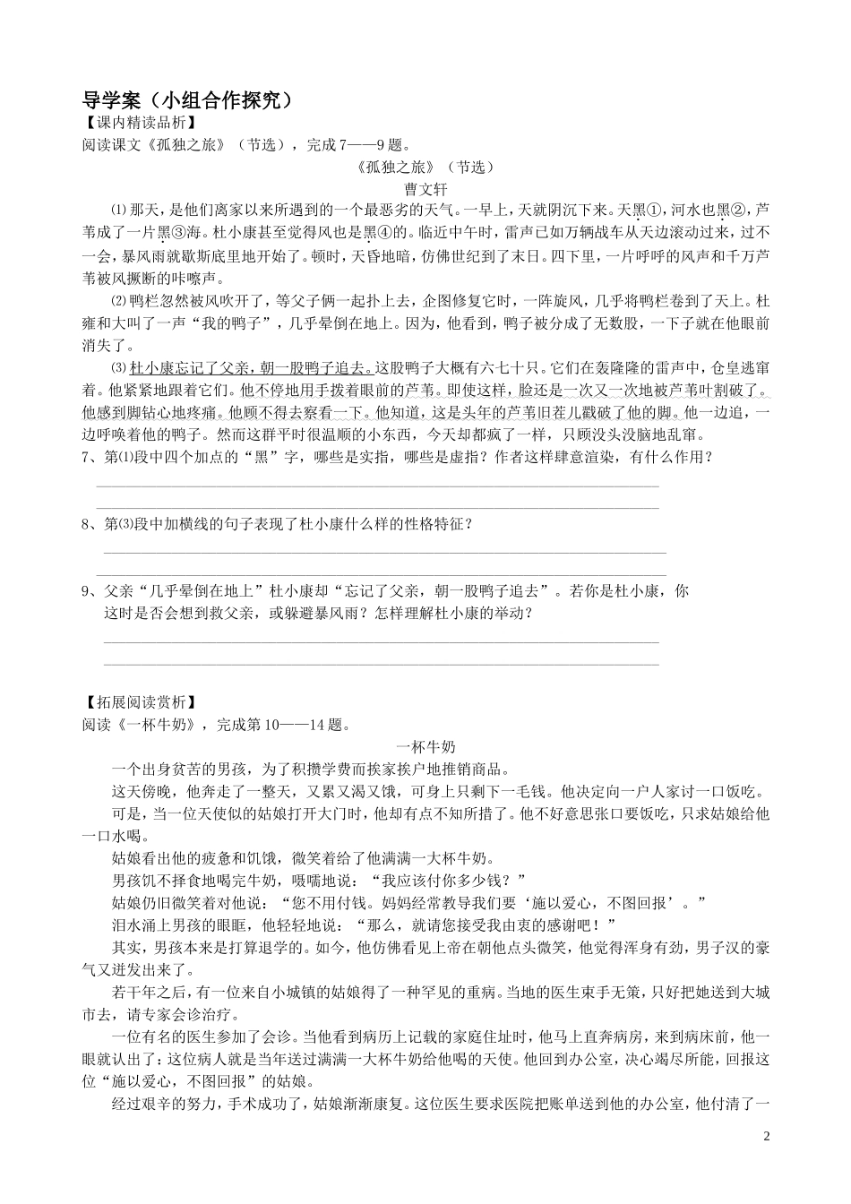 《孤独之旅》学案_第2页