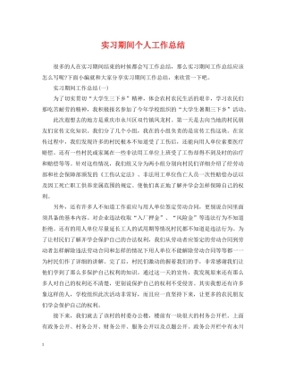 实习期间个人工作总结