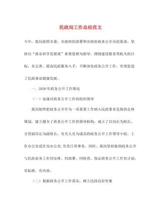 民政局工作总结范文