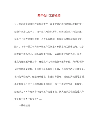 某年会计工作总结