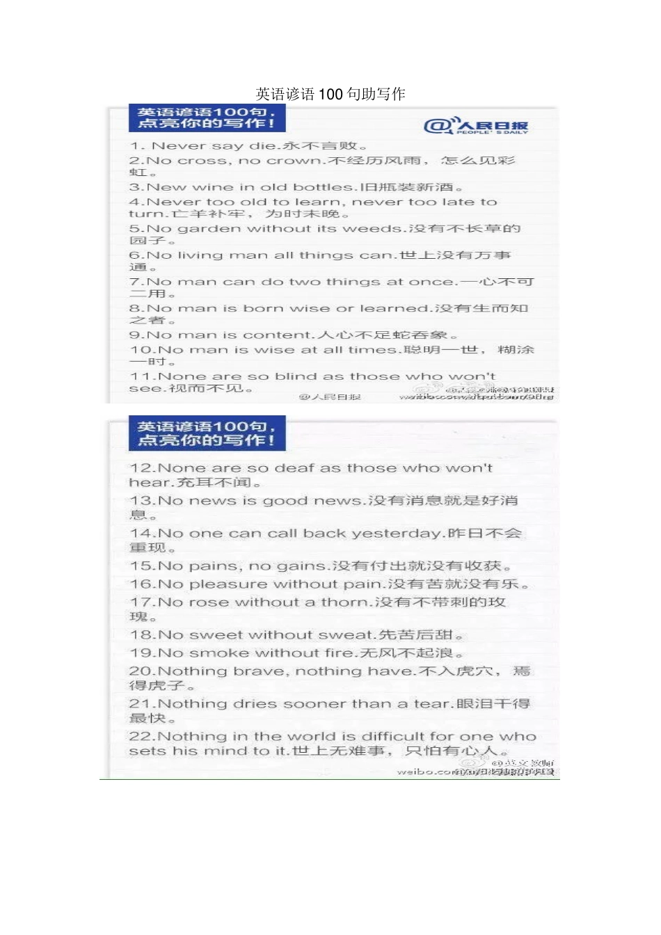 英语谚语100句_第1页