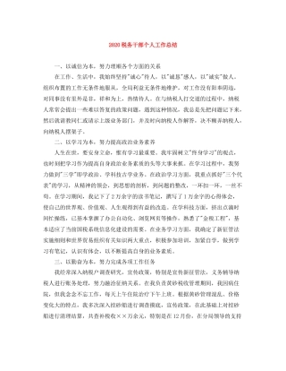税务干部个人工作总结