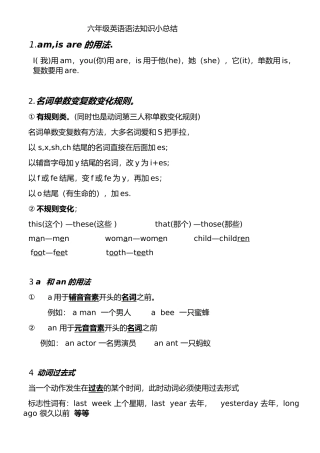 六年级英语语法知识小总结
