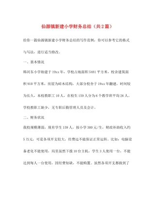 仙源镇新建小学财务总结（共2篇）
