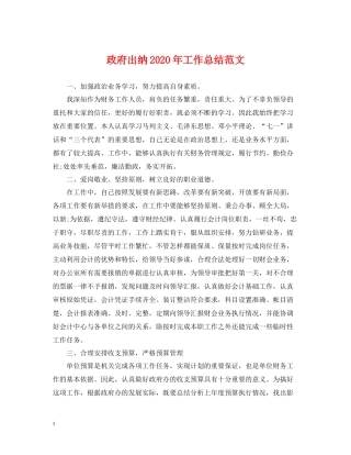 政府出纳年工作总结范文