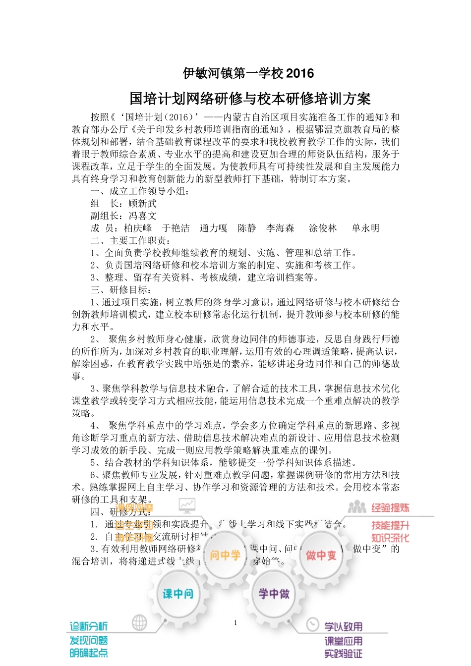 伊敏河镇第一学校2016国培方案_第1页