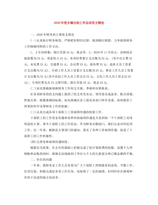 2020年度乡镇出纳工作总结范文精选