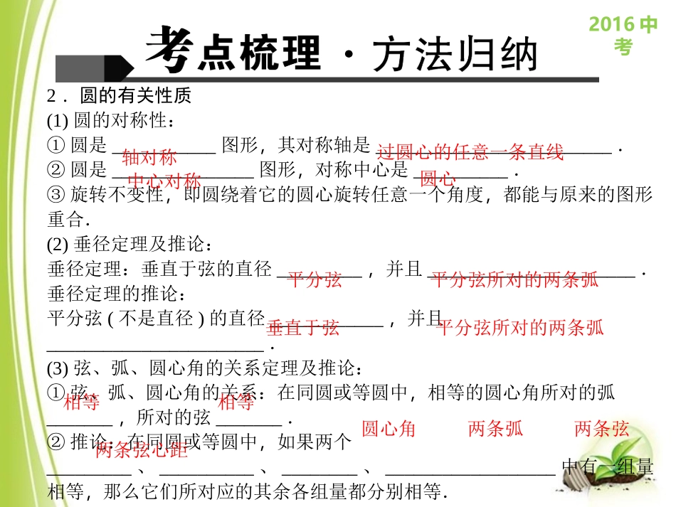 2016中考数学精品课件：圆的基本性质_第2页