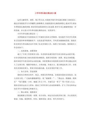 小学冬季长跑比赛总结3篇