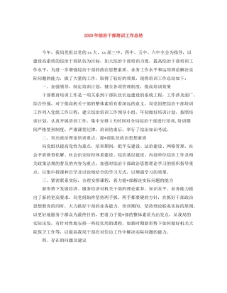 2020年综治干部培训工作总结