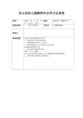 大C班外出学习记录表