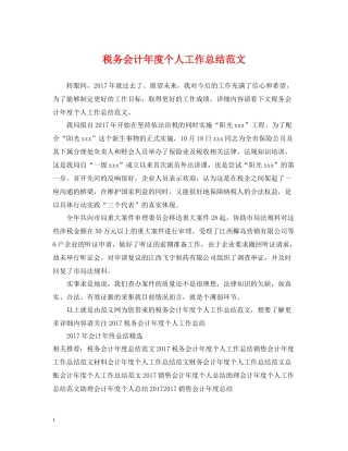 税务会计年度个人工作总结范文2