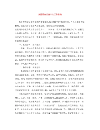 安监局办公室个人工作总结