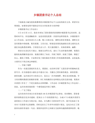 乡镇团委书记个人总结