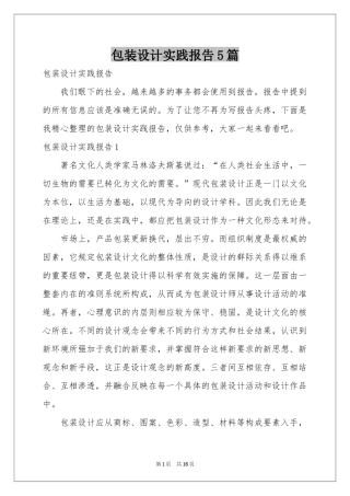 包装设计实践报告5篇