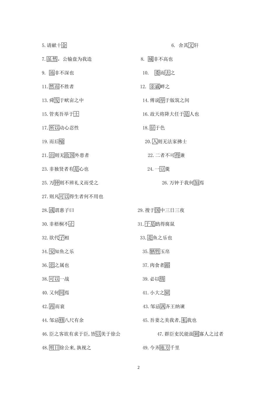 九年级下册文言文重点字词_第2页