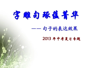 中考复习之品析句子的表达效果7
