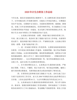 2020年计生办财务工作总结 