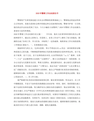 2020年警察工作总结报告书 