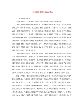 上半年区审计局工作总结范本