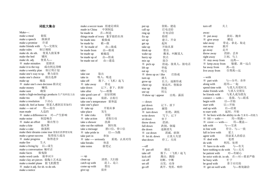 初中英语词组大集合_第1页