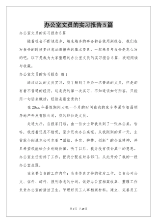 办公室文员的实习报告5篇